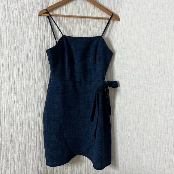 Altar'd State, dark blue faux wrap dress with bow, size medium - Picture 1 of 5